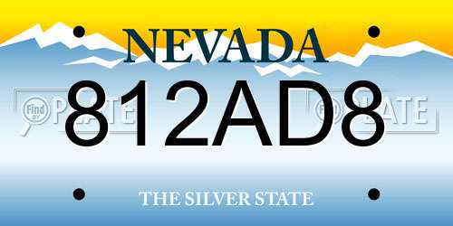 812AD8 Nevada License Plate