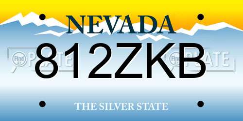 812ZKB Nevada License Plate