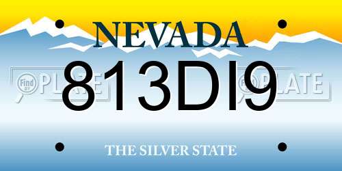 813DI9 Nevada License Plate