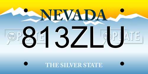 813ZLU Nevada License Plate