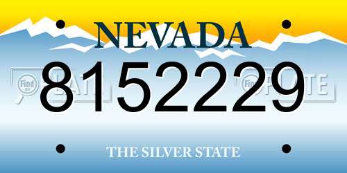 8152229 Nevada License Plate