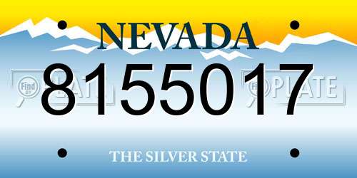 8155017 Nevada License Plate