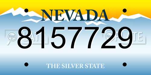 8157729 Nevada License Plate