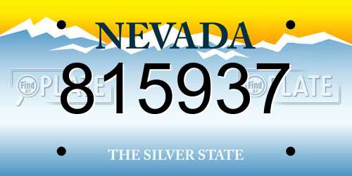 815937 Nevada License Plate