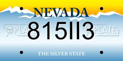 815II3 Nevada License Plate