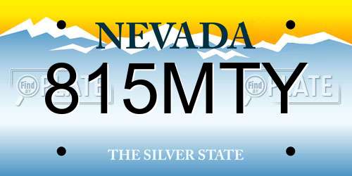 815MTY Nevada License Plate