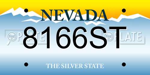8166ST Nevada License Plate