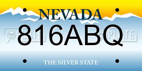 816ABQ Nevada License Plate