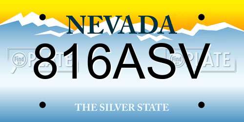 816ASV Nevada License Plate