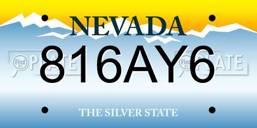 816AY6 Nevada License Plate