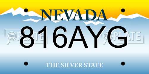 816AYG Nevada License Plate