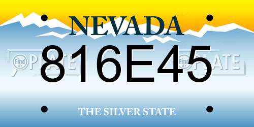 816E45 Nevada License Plate