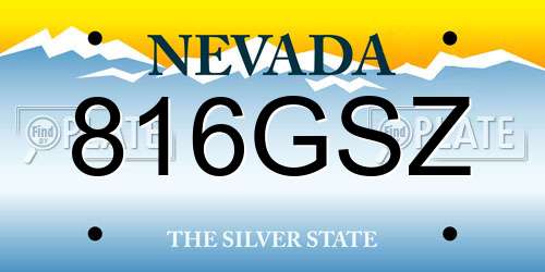 816GSZ Nevada License Plate