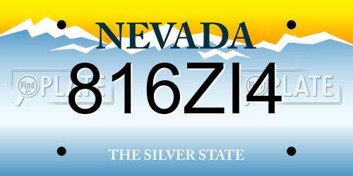 816ZI4 Nevada License Plate