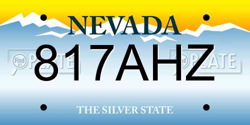 817AHZ Nevada License Plate