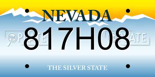 817H08 Nevada License Plate