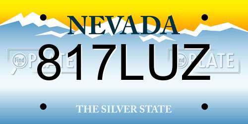 817LUZ Nevada License Plate