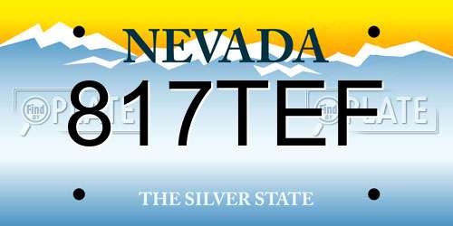 817TEF Nevada License Plate