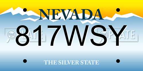 817WSY Nevada License Plate