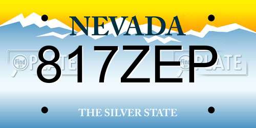 817ZEP Nevada License Plate