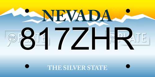 817ZHR Nevada License Plate