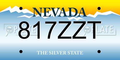 817ZZT Nevada License Plate