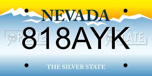818AYK Nevada License Plate