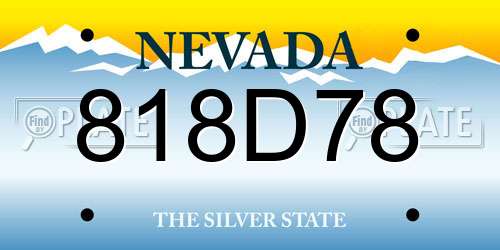 818D78 Nevada License Plate