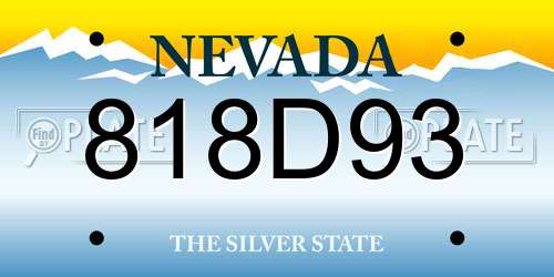 818D93 Nevada License Plate