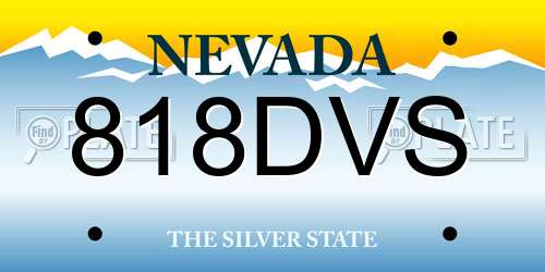 818DVS Nevada License Plate