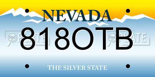 818OTB Nevada License Plate