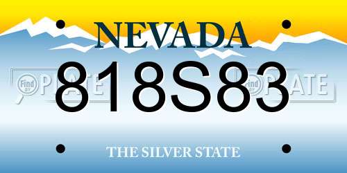 818S83 Nevada License Plate