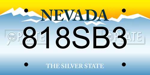 818SB3 Nevada License Plate