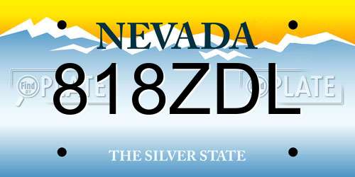 818ZDL Nevada License Plate