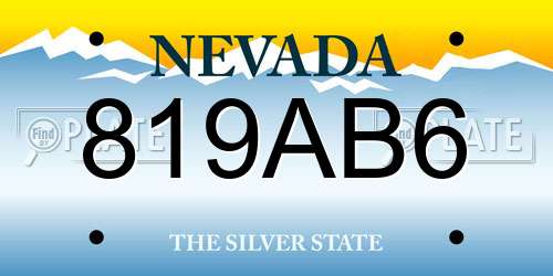 819AB6 Nevada License Plate