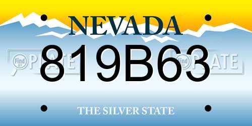 819B63 Nevada License Plate