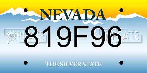 819F96 Nevada License Plate