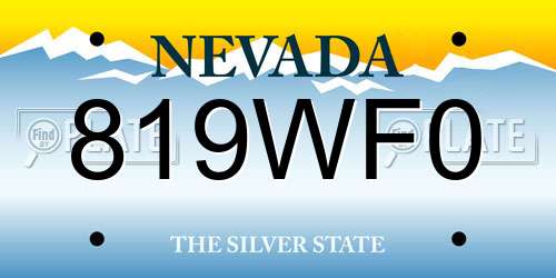 819WF0 Nevada License Plate