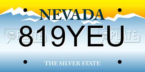 819YEU Nevada License Plate