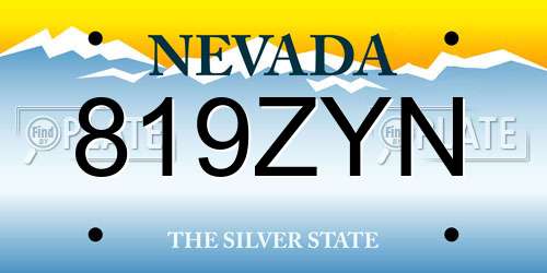 819ZYN Nevada License Plate