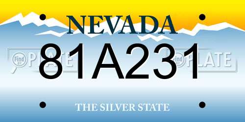 81A231 Nevada License Plate