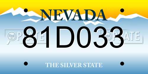 81D033 Nevada License Plate