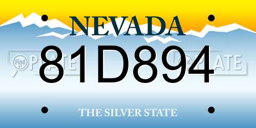 81D894 Nevada License Plate