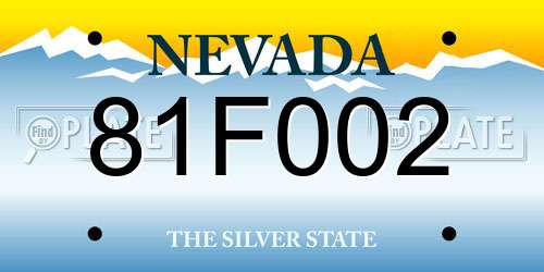 81F002 Nevada License Plate