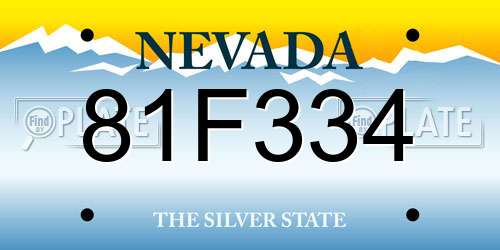 81F334 Nevada License Plate