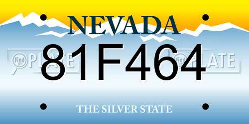 81F464 Nevada License Plate