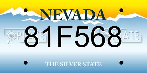 81F568 Nevada License Plate