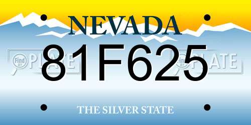 81F625 Nevada License Plate