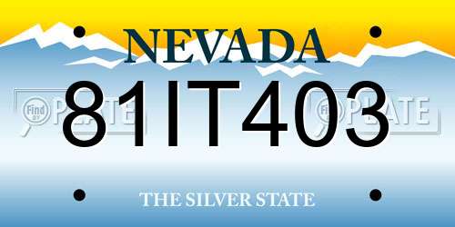 81IT403 Nevada License Plate