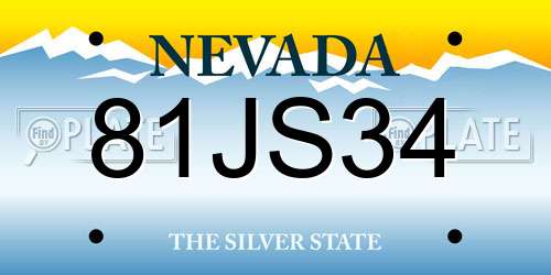 81JS34 Nevada License Plate